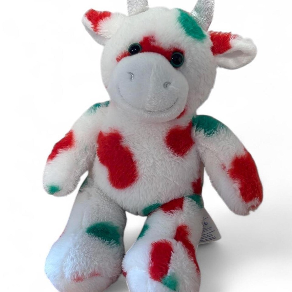 Build-A-Bear Workshop Mooey Christmas Cow Red Green Holiday Stuffed Animal 16"